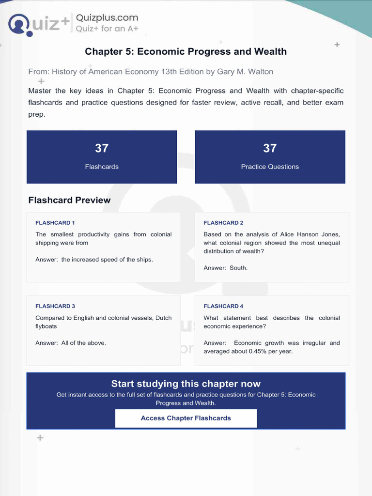 Flashcards for Chapter 5 Economic Progress and Wealth | PDF