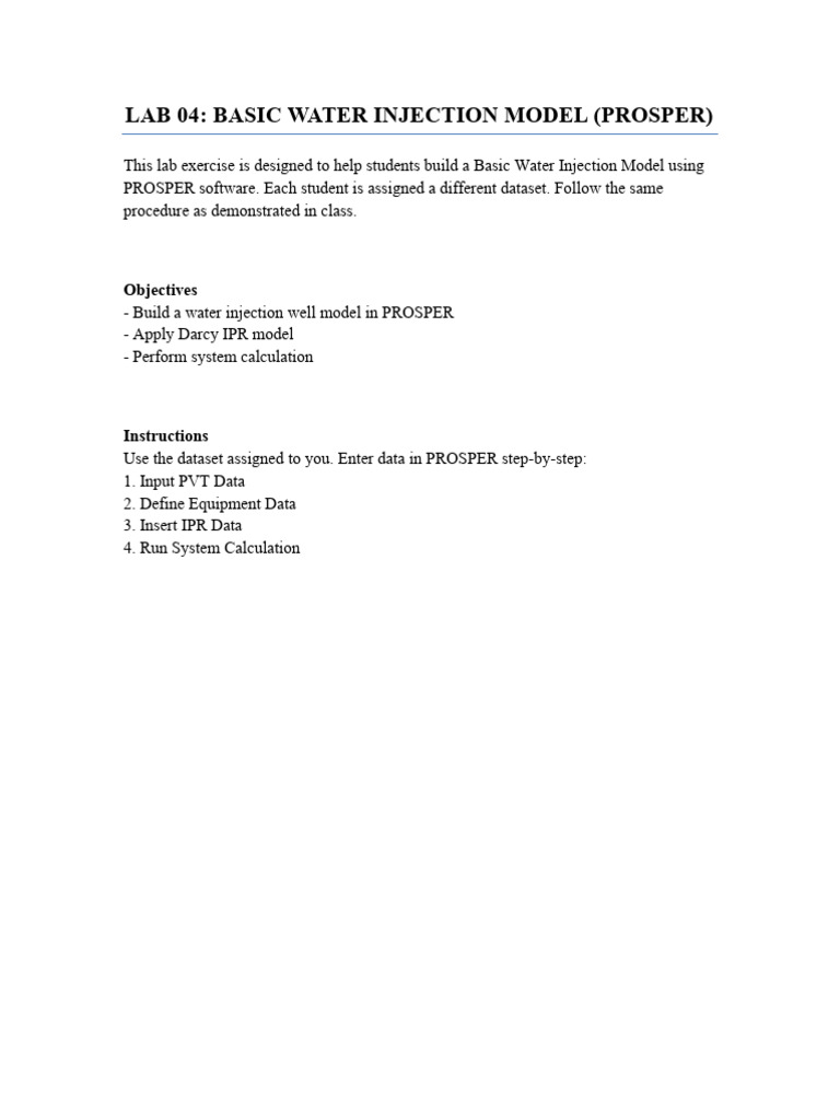 PROSPER Water Injection Lab 4 | PDF | Chemical Engineering