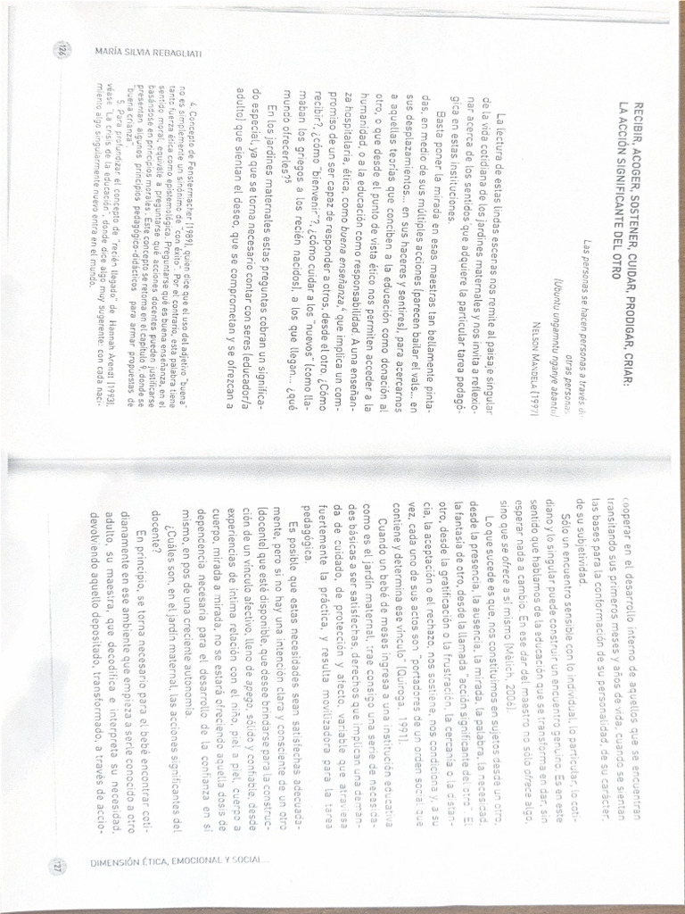 Recibir, Acoger, Sostener, Cuidar, Prodigar, Criar | PDF