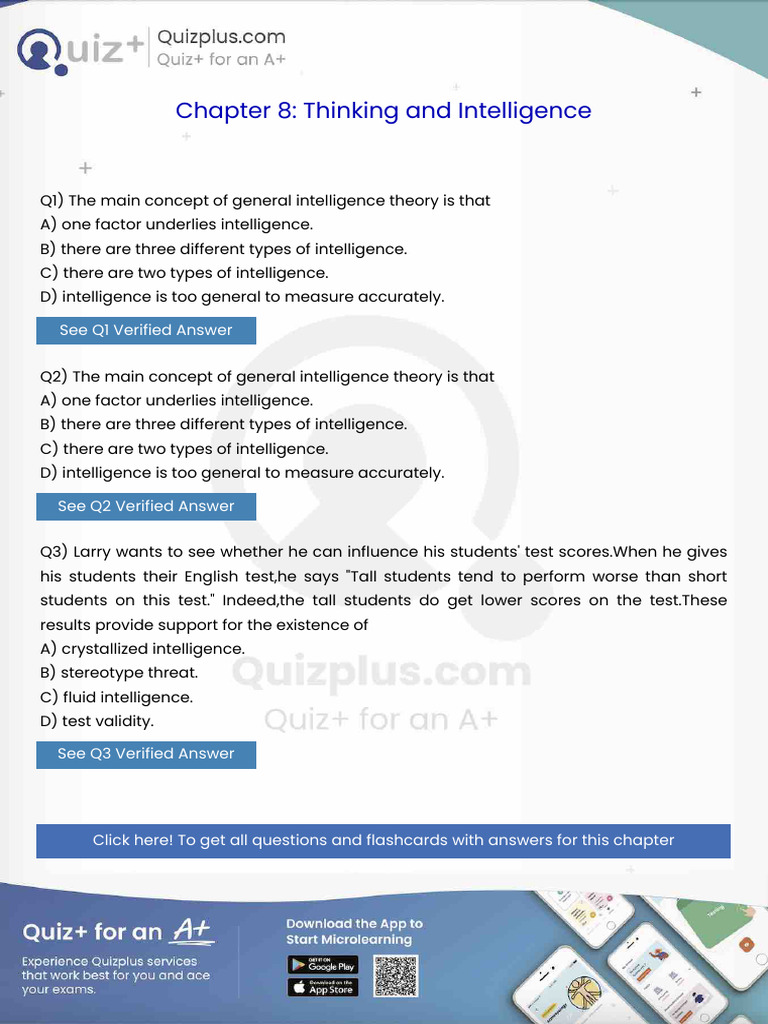 The Main Concept of General Intelligence Theory is That | PDF | Sexual ...