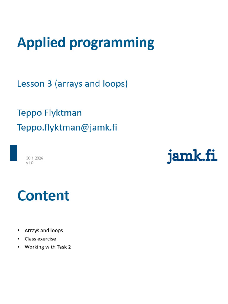 3 Lecture Loops Arrays | PDF | Software Development | Programming Paradigms