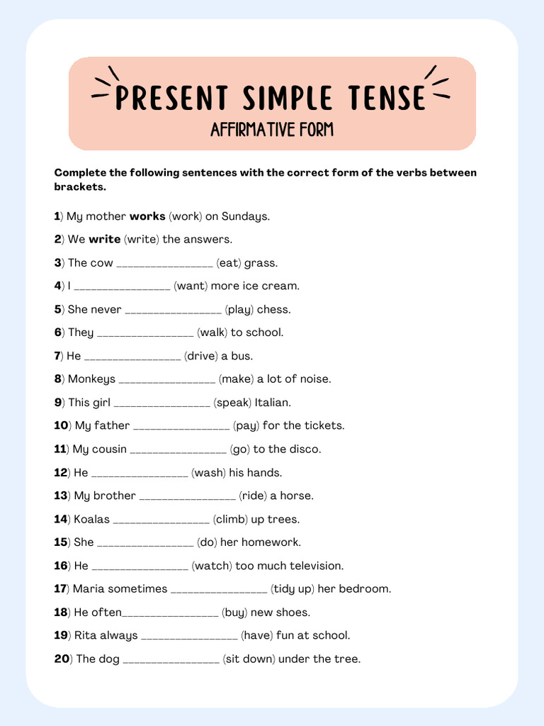Simple Present - Worksheet (1) | PDF | Language Mechanics | Grammar