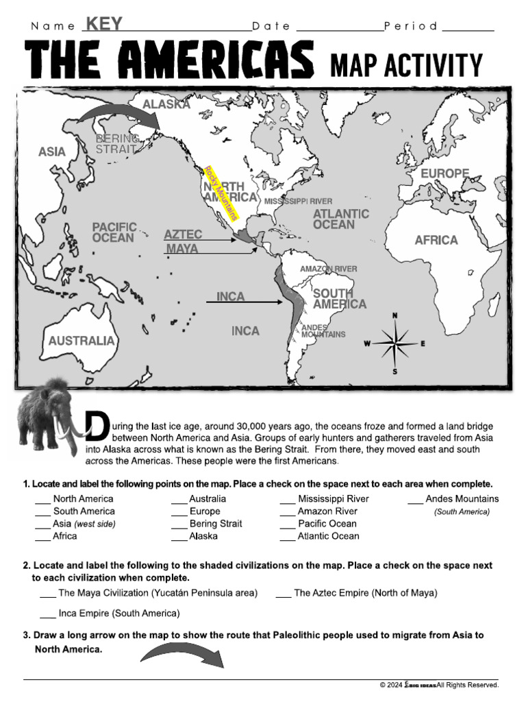 The Americas Map Activty KEY | PDF