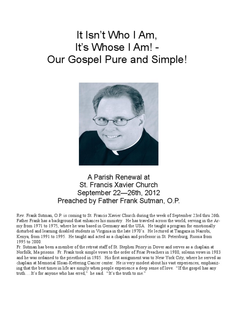 Parish Mission with Fr. Frank Sutman | PDF | Mass (Liturgy) | Sermon