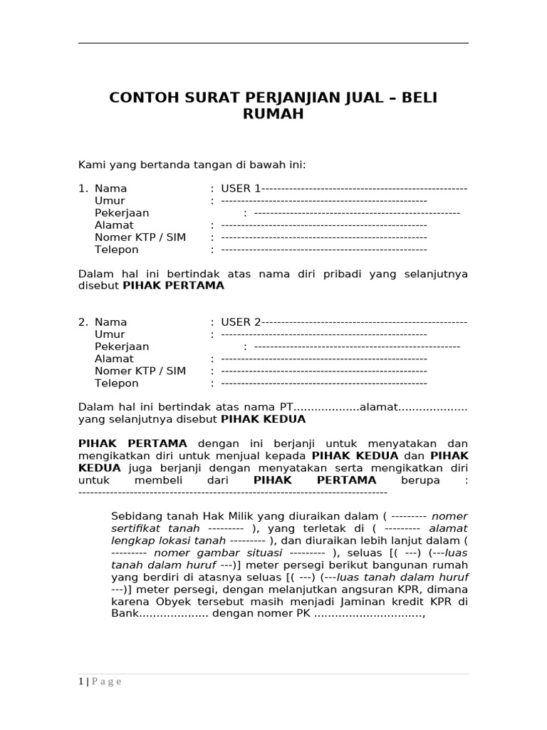 Contoh-surat-perjanjian-Pengikat-jual-beli-rumah- | PDF