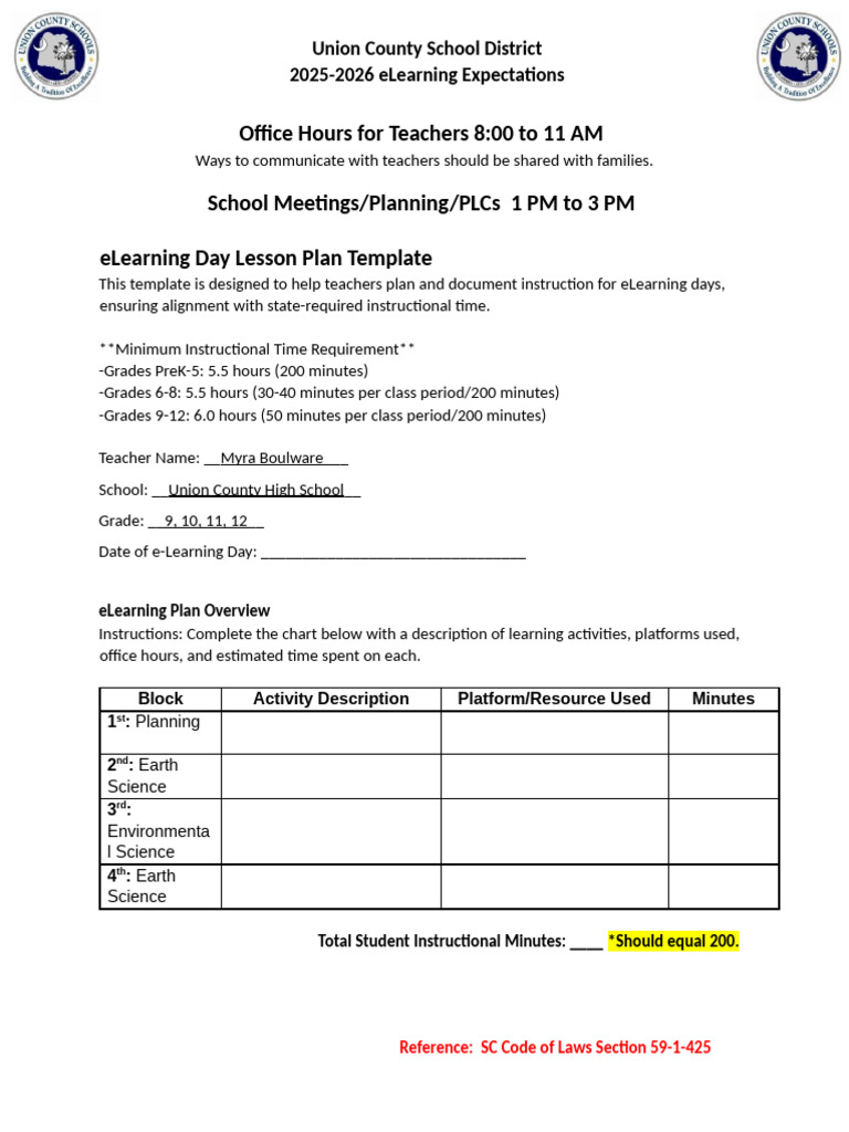 ELearning Lesson Plan Template | PDF