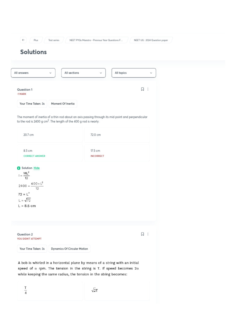neet 2024 question papaer by unacademy | PDF | Dominance (Genetics ...