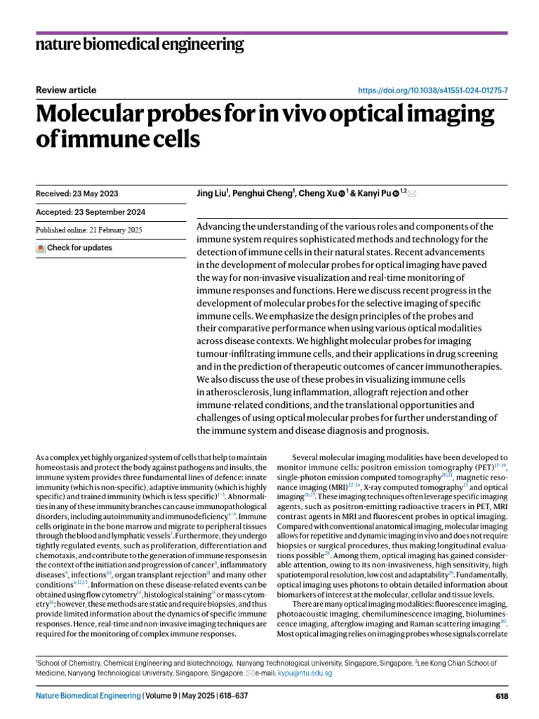 Molecular probes for in vivo optical imaging | PDF | Lymphatic System ...
