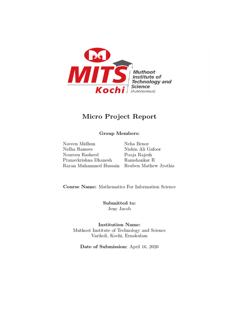 Maths Micro Project Report | PDF | Vector Space | Multiplication
