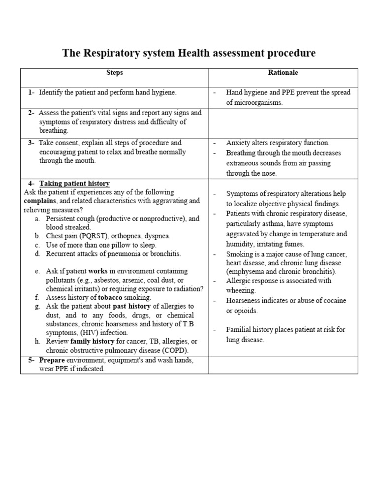 Respiratory Assessment .PDF | PDF | Thorax | Respiratory System