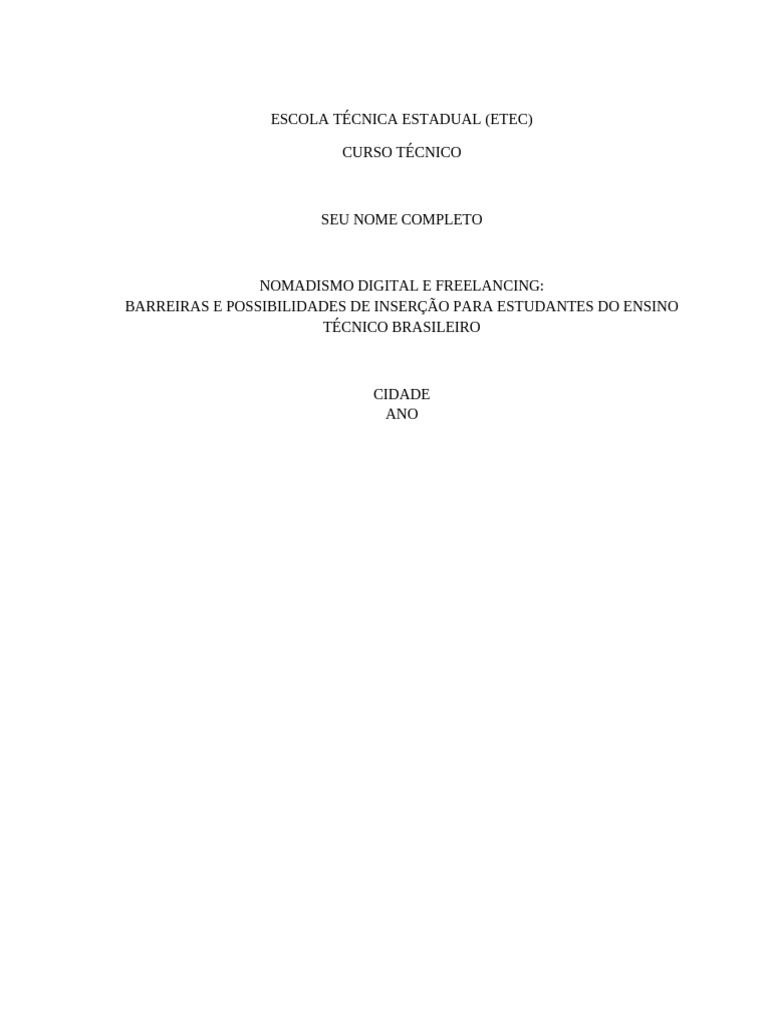 TCC ETEC Nomadismo Digital | PDF
