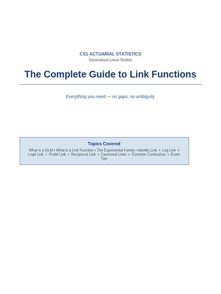 GLM Link Functions CS1-1 | PDF