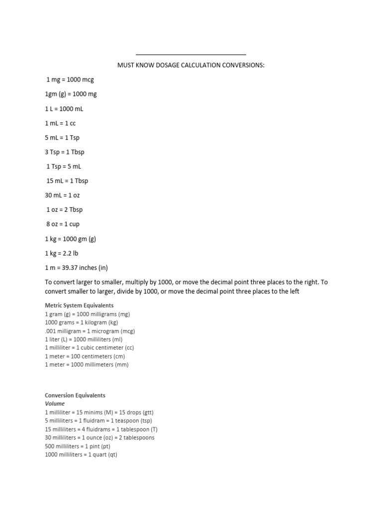 Conversion+Table+for+Calculations 1 | PDF | Tablespoon | Litre