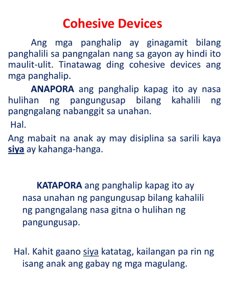 Halimbawa Ng Substitusyon Sa Kohesyong Gramatikal