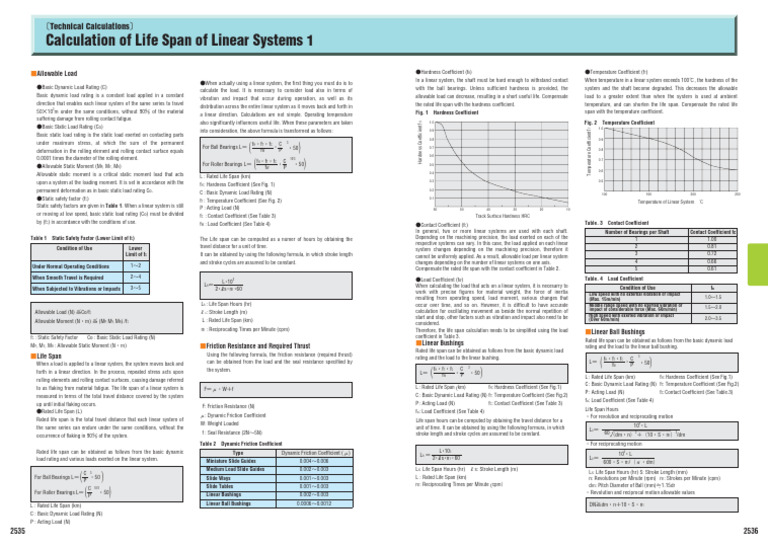 Calculation of Life Span of Linear System 1 | PDF | Bearing (Mechanical ...