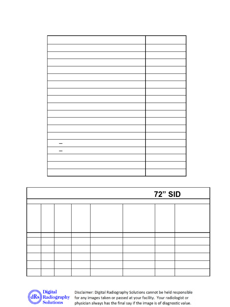 3 Digital Optimum KVp Dose Charts 72SID | PDF
