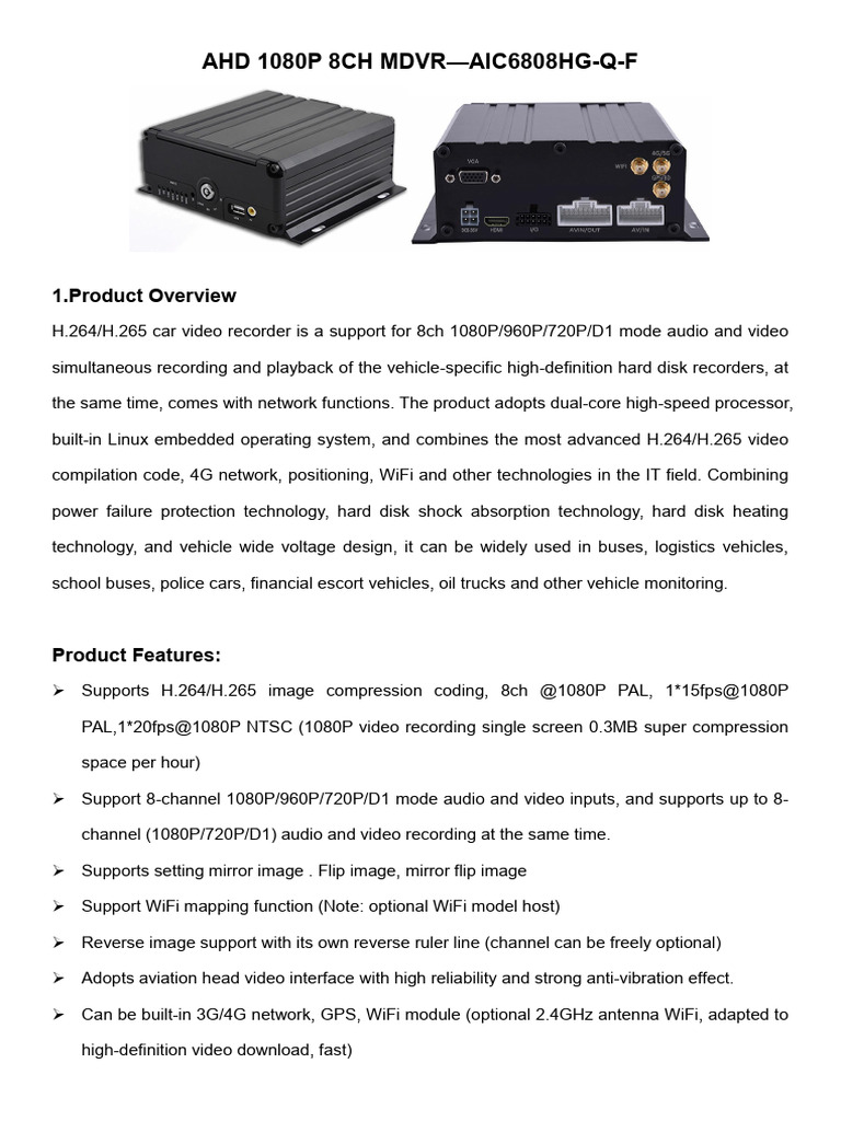 AIC6808HG-Q-F -- HDD Video Recorder Specification | PDF | Video | Power ...