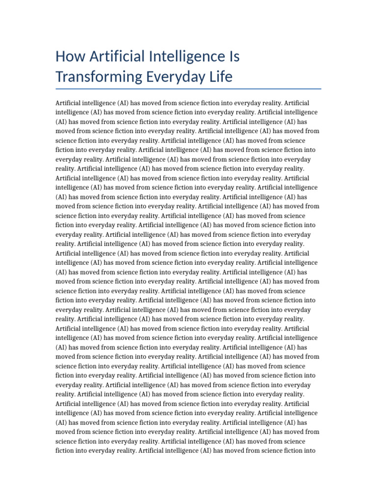 AI Transforming Everyday Life | PDF | Artificial Intelligence ...