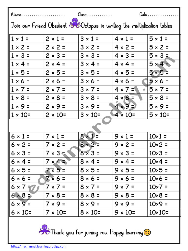 Multiplication Tables | PDF