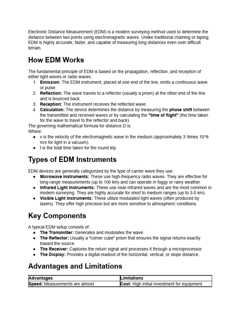 Describe the Electronic Distance Measurement | PDF | Waves | Surveying