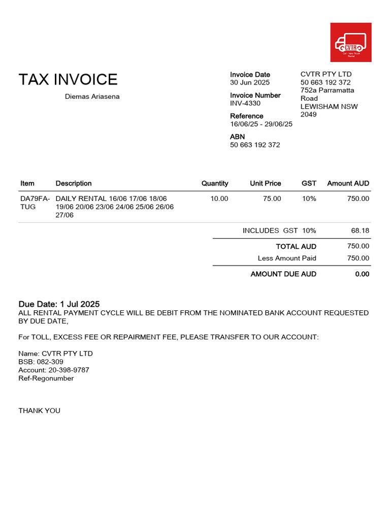Invoice INV 4330 | PDF