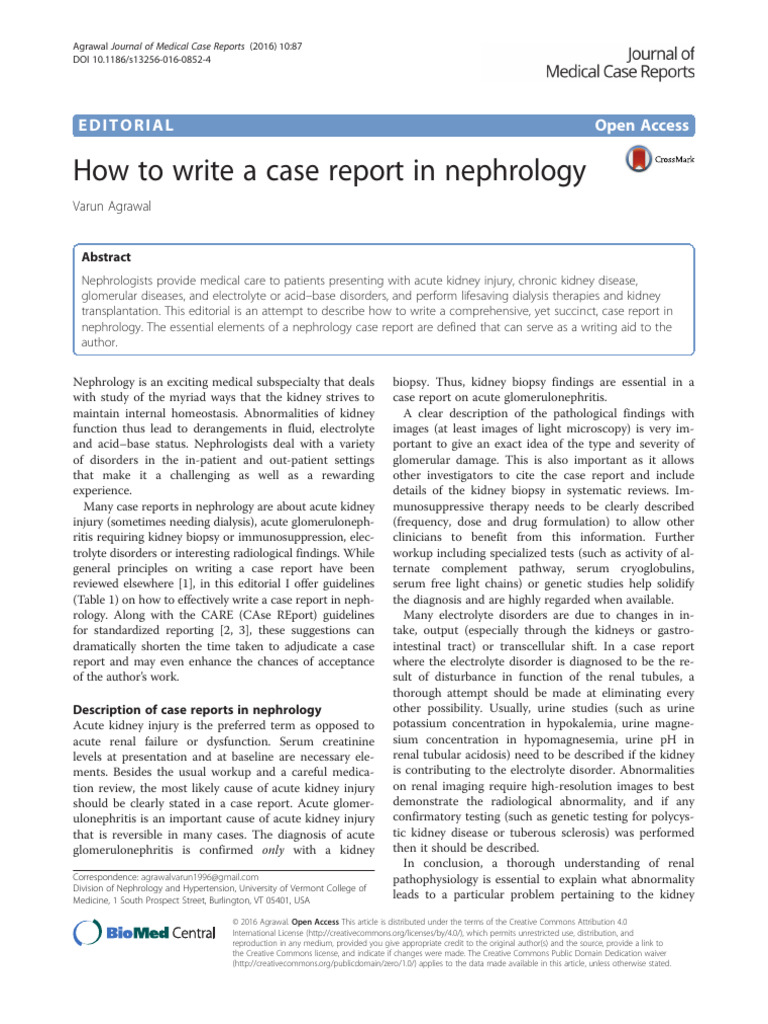How To Write A Case Report in Nephrology | PDF | Nephrology | Kidney