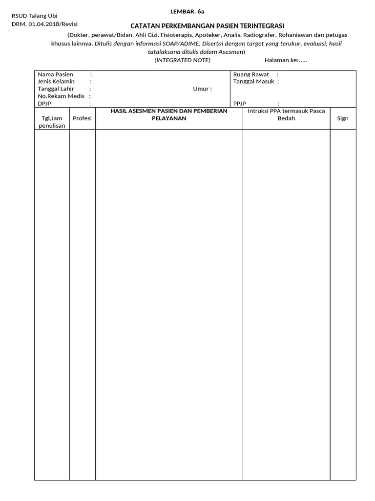 Drm.01.04.2018.Revisi Form CPPT | PDF