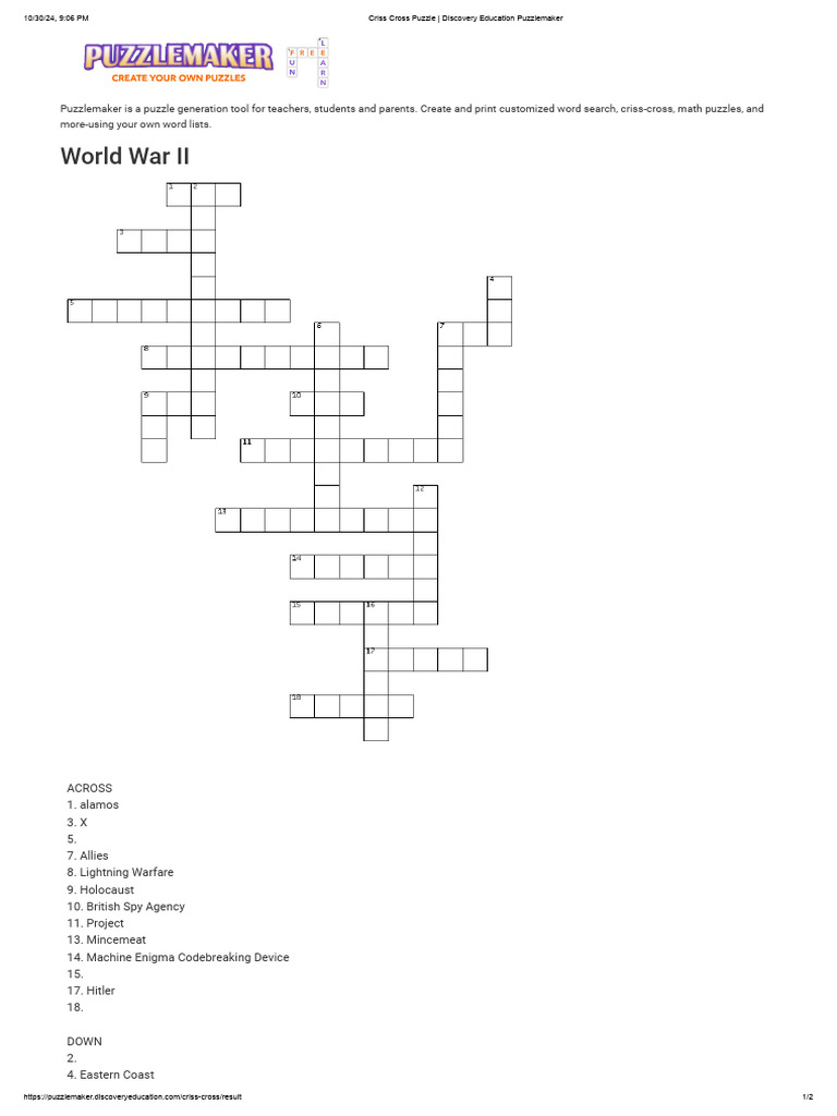 World War II Crossword | PDF