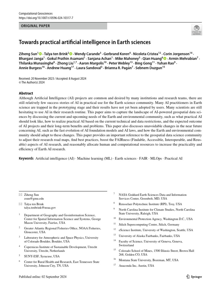 Towards practical artificial intelligence in Earth sciences | PDF ...