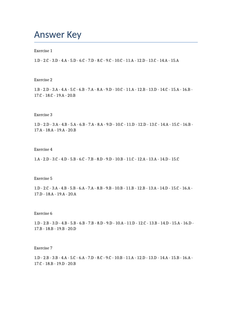 Answer Key | PDF