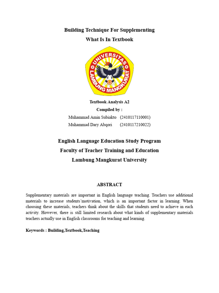 Building Technique for Supplementing What is in Textbook (3) | PDF ...
