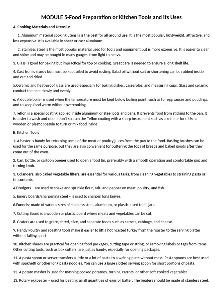 Q3-TLE 7-MODULE 5 | PDF | Tableware | Foods
