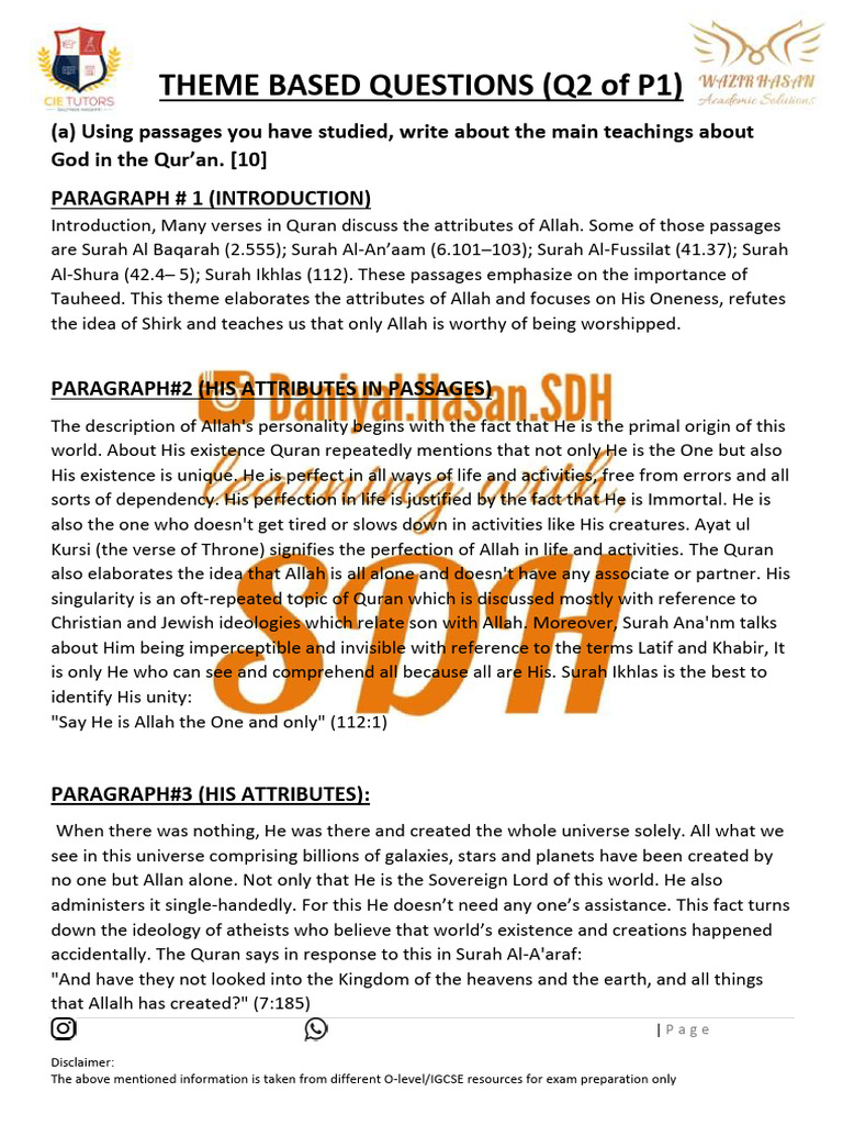 Theme Based Questions (Q2 of P1) - Updated | PDF