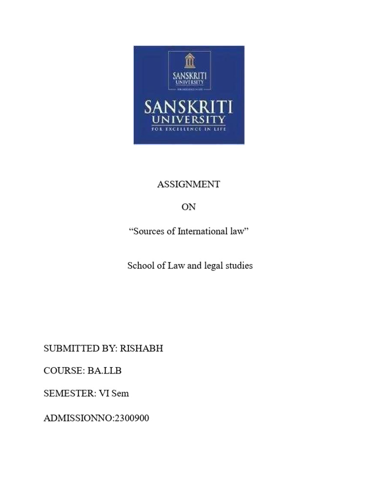 International Law Assignment | PDF | International Law | Treaty