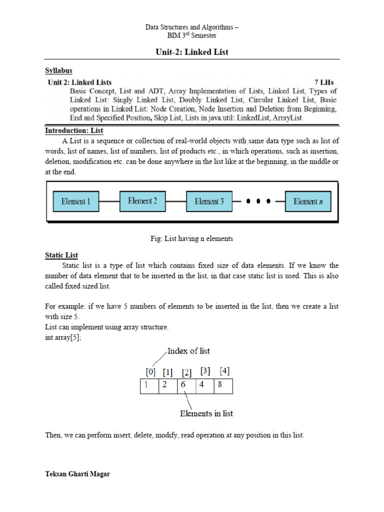 Unit-2 Linked List | PDF | Algorithms And Data Structures | Computer ...