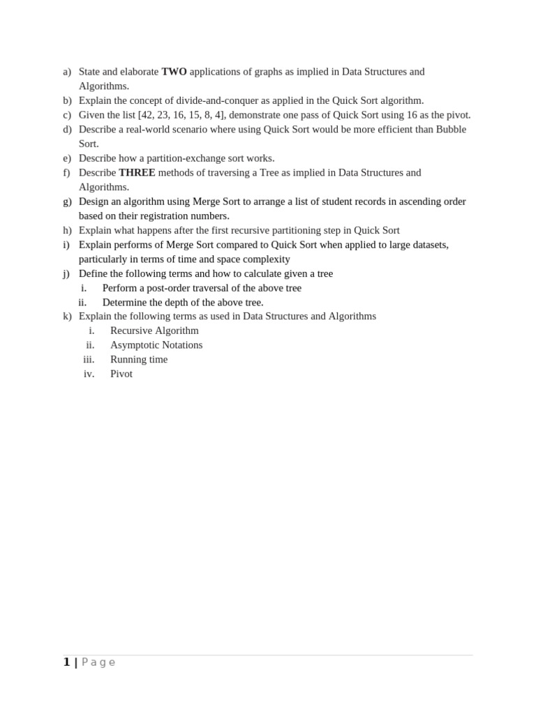 Acs 211-Data Structures and Algorithms Revision Material | PDF