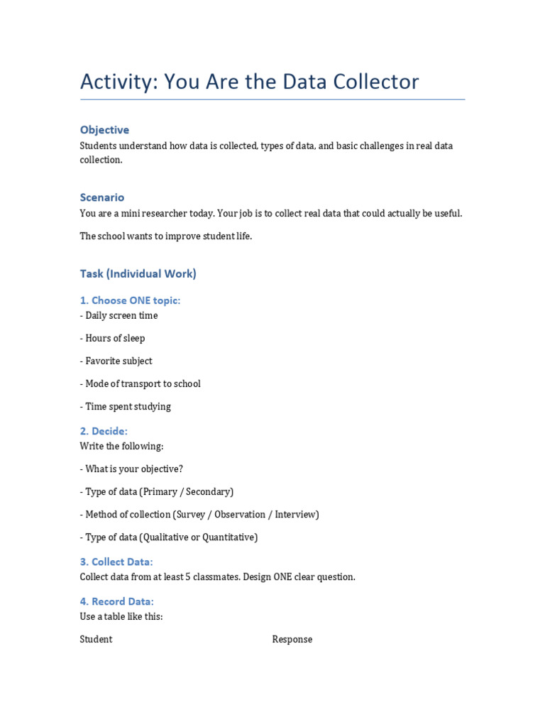 Data Collection Activity | PDF