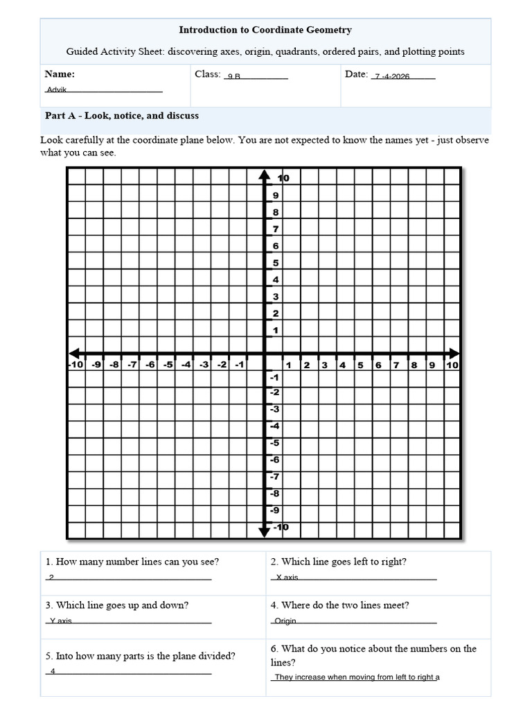 Coordinate Geometry Guided Activity Sheet | PDF | Cartesian Coordinate ...
