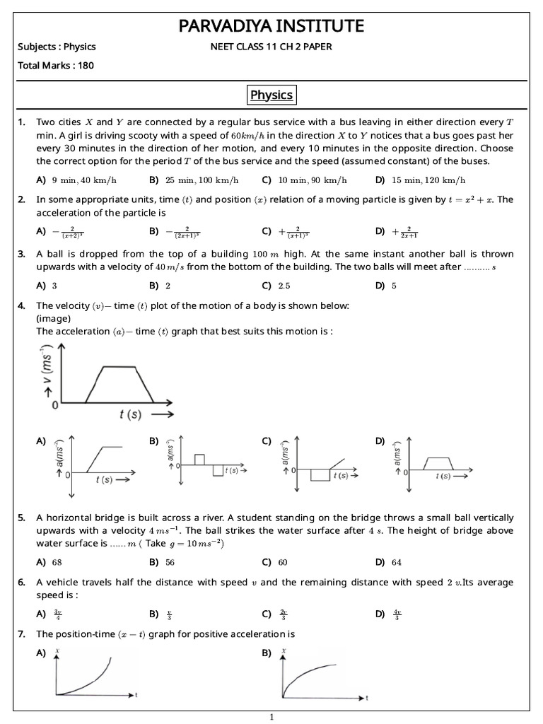 CLASS 11 CH 2 | PDF | Acceleration | Velocity