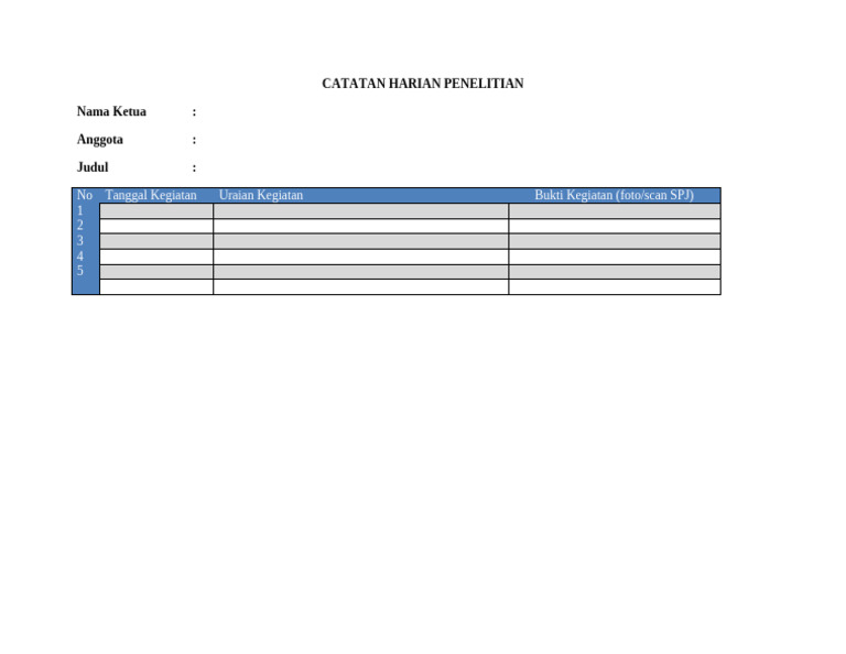 Catatan Harian Penelitian | PDF