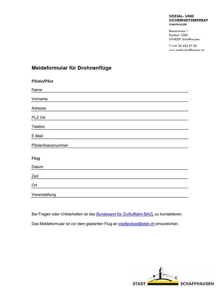 Meldeformular Für Drohnenflüge | PDF