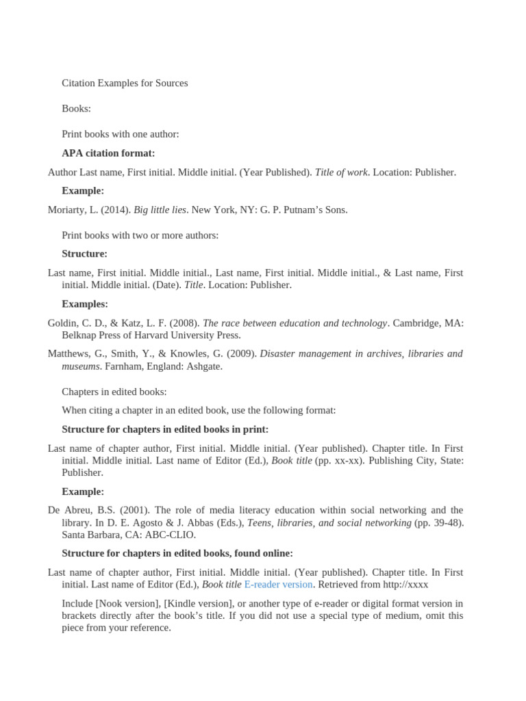 Citation Examples for Sources | PDF | Thesis | Digital Object Identifier