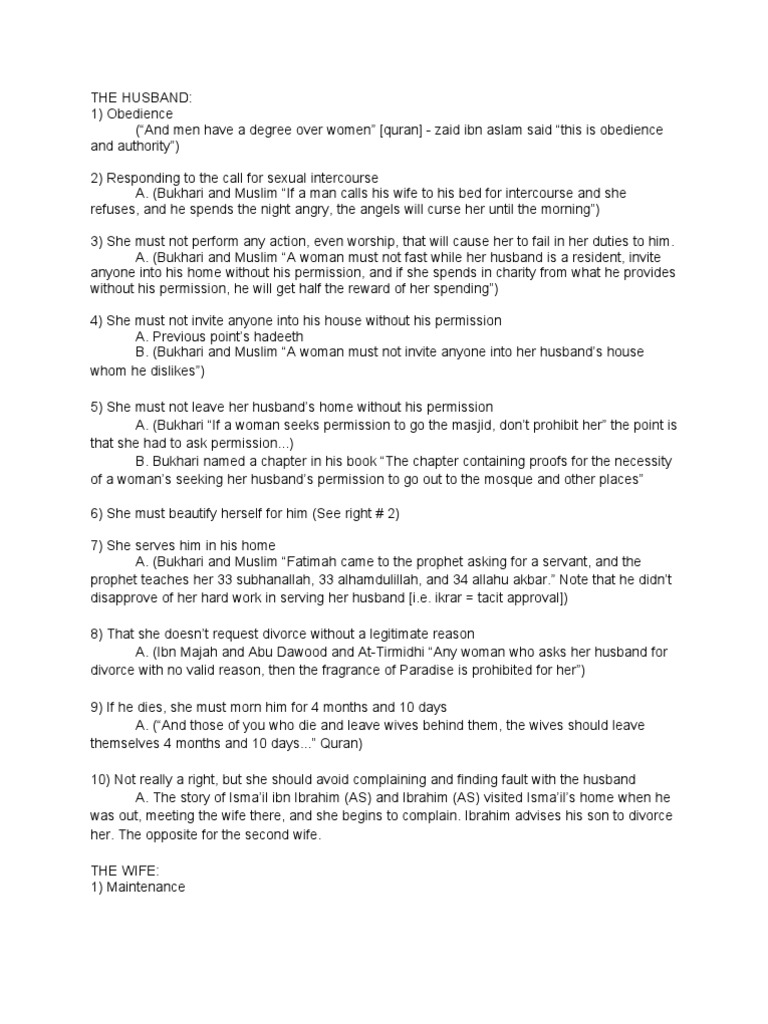 Rights of The Spouses | PDF | Muhammad | Husband