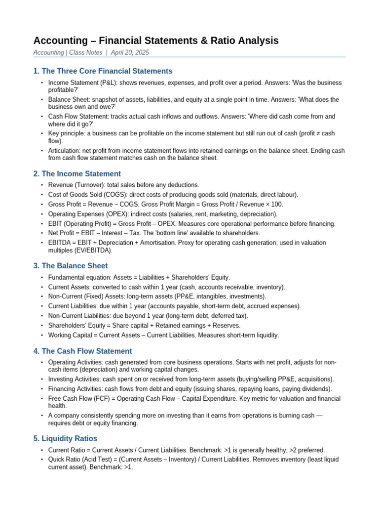 Accounting Financial Statements Notes | PDF | Income Statement ...