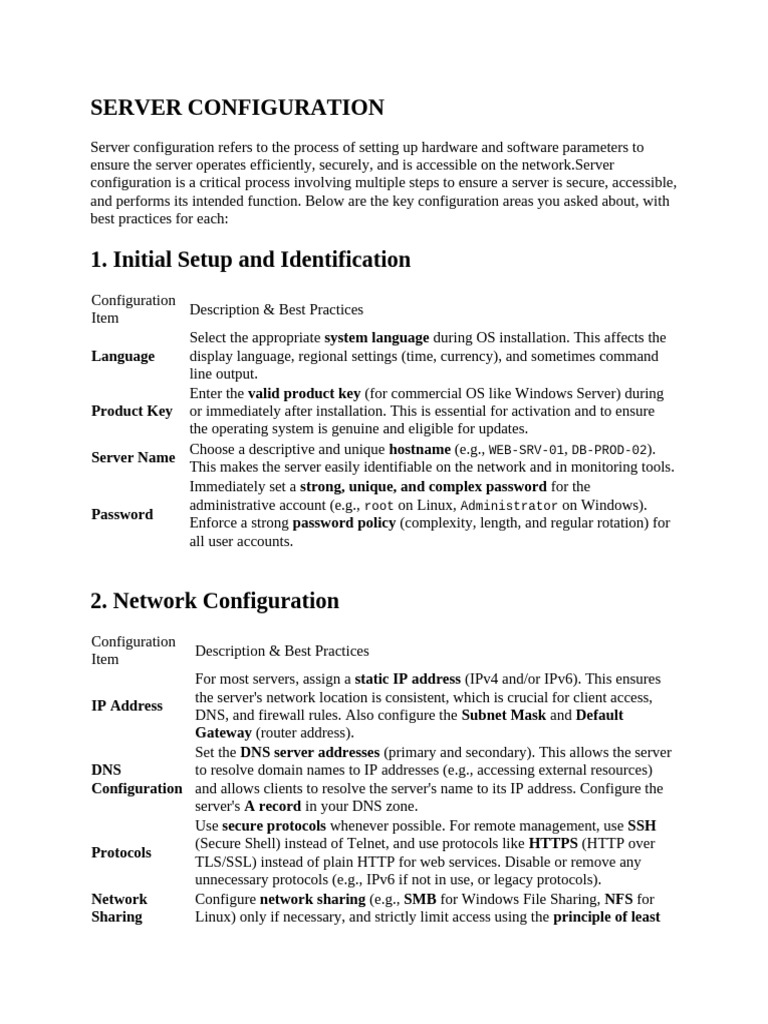 Server Configuration | PDF | Port (Computer Networking) | Ip Address