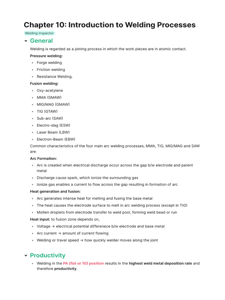 Chapter 10 Introduction to Welding Processes | PDF | Welding | Construction