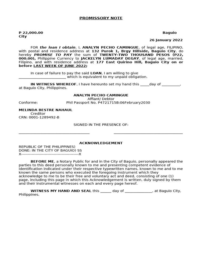 Promissory Note | PDF