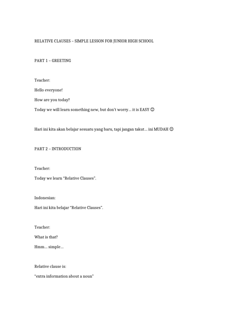Relative Clauses Simple Lesson | PDF