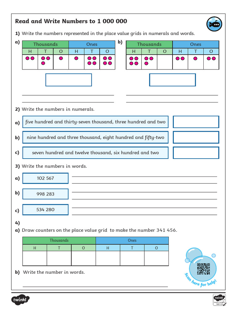 Horizontal Format - Step 5 Read and Write Numbers To 1 000 000 | PDF ...
