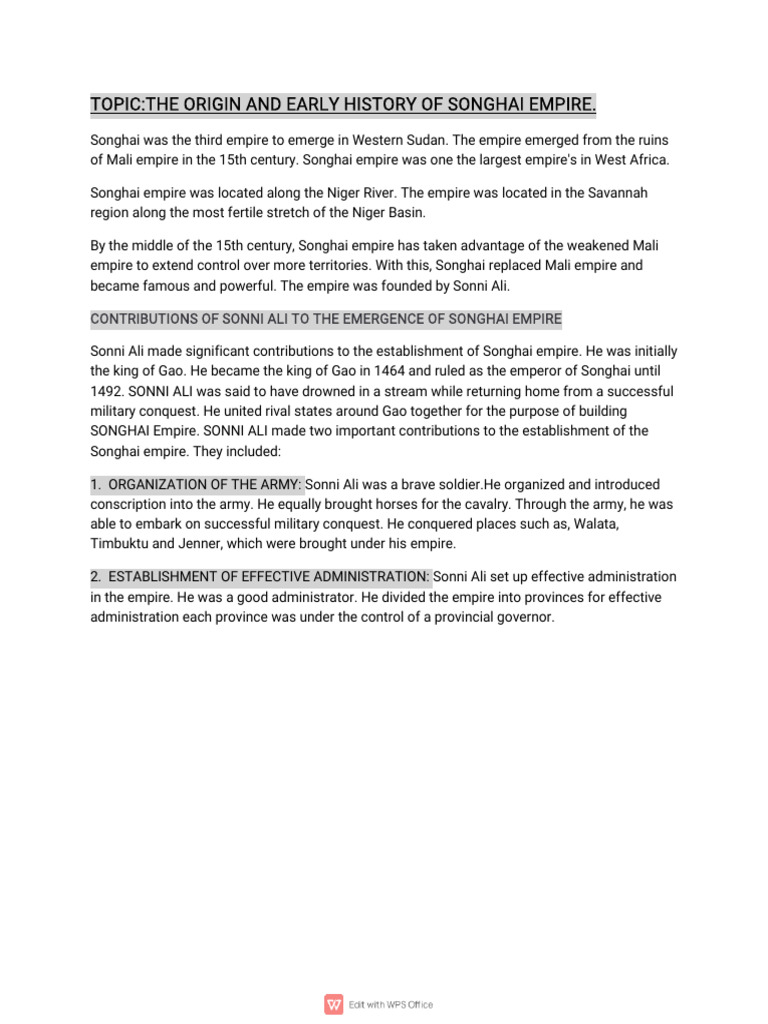 4109_The Origin and Early History of Songhai Empire (2) | PDF